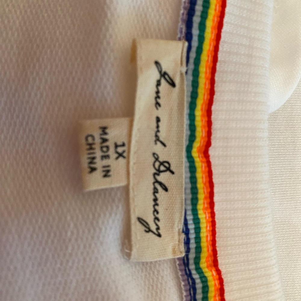 Plus T-shirt with rounded hem featuring Rainbow for good luck.